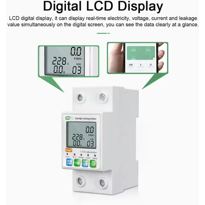 قاطع طاقة ذكي واي فاي مع شاشة LCD متوافق مع اليكسا -سمارت هوم