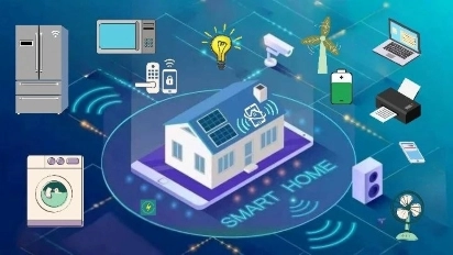 المنزل الذكي – أسلوب حياة مبتكر واجهة منزل ذكي حديث من سمارت هوم مزود بإضاءة ذكية وتقنيات التحكم الآلي